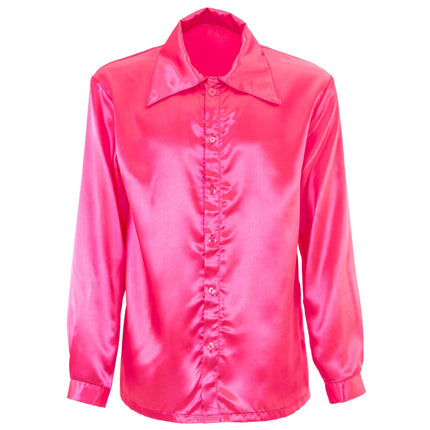 Camicetta Disco 70S Rosa Uomo in raso