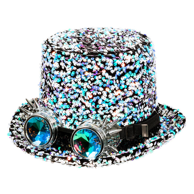 Cappello glitterato con occhiali