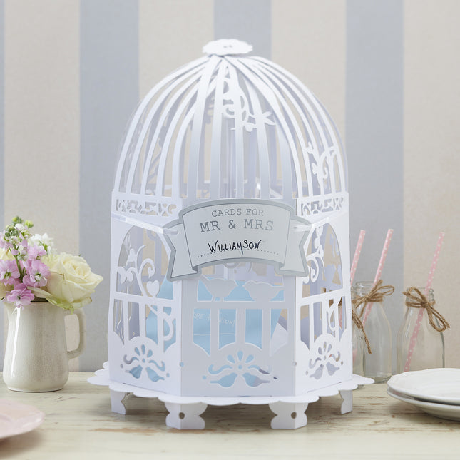 Portacarte bianco Birdcage 33 cm