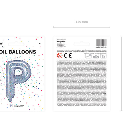 Palloncino in foil Lettera P Olografica Vuoto 35cm