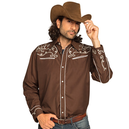 Camicia da cowboy da uomo marrone