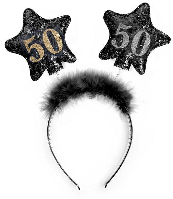 Fascia per capelli 50 anni di stelle nera