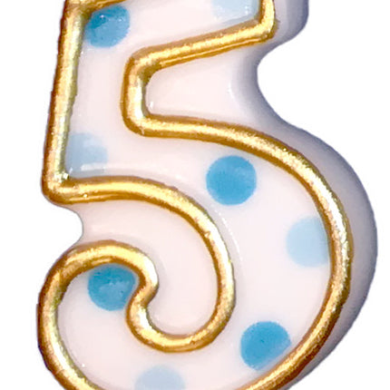 Candela 5 anni a pois blu 8,5 cm