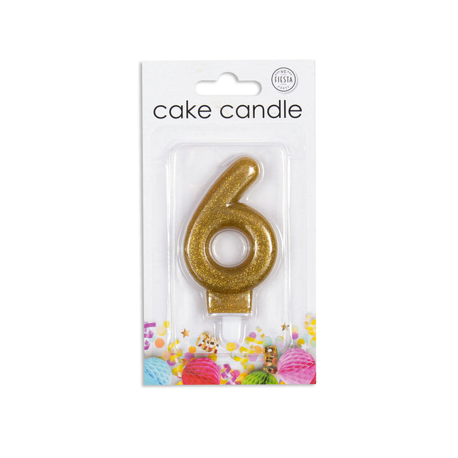 Candela 6 anni Oro Glitter 7cm