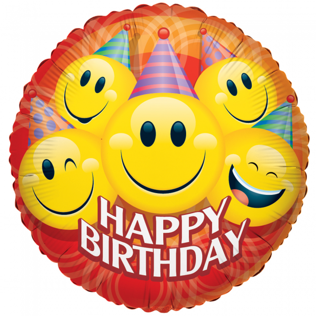 Palloncino ad elio Happy Birthday Smileys Party 91 cm vuoto