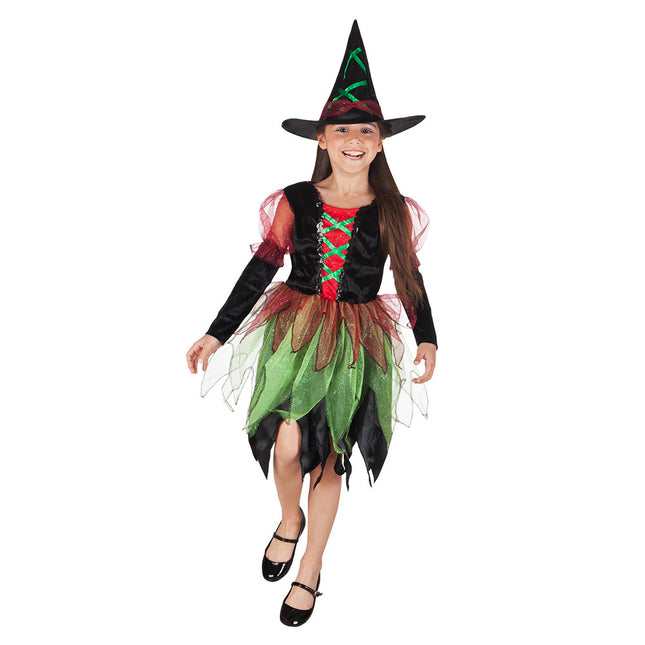 Costume da strega di Halloween verde 10/12 anni