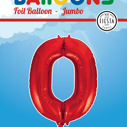 Palloncino Foil Figura 0 Rosso XL 86cm vuoto