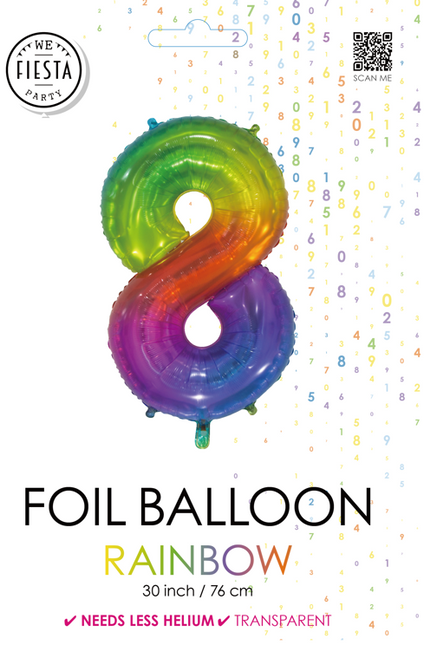 Pallone in foil Figura 8 Arcobaleno Trasparente 66cm