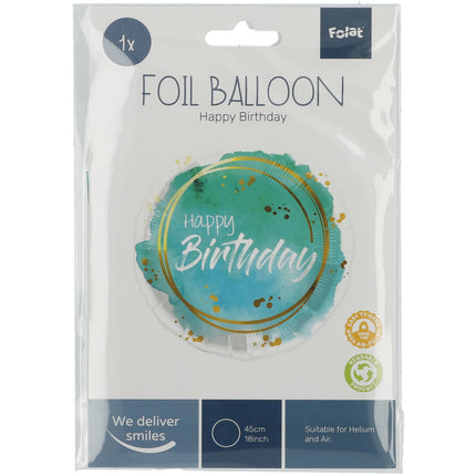 Palloncino a elio Happy Birthday Turchese Vuoto 45cm