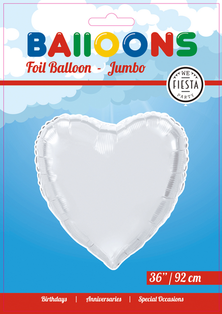 Palloncino ad elio Cuore Argento XL Vuoto 92 cm