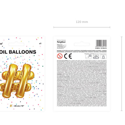 Palloncino in foil Lettera # Oro Vuoto 35cm