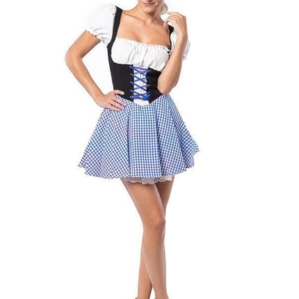 Abito Dirndl Oktoberfest a scacchi blu