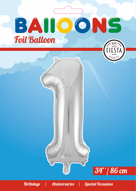 Palloncino Foil Figura 1 Silver XL 86cm vuoto