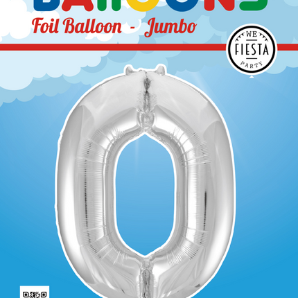 Palloncino in foil Figura 0 Silver XL 86cm vuoto