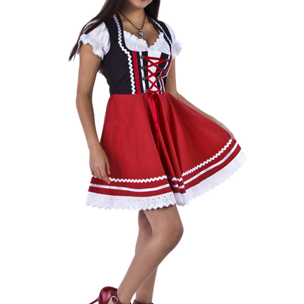 Dirndl 2-dlg., nero/rosso, camicetta Carmen