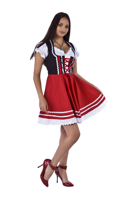 Dirndl 2-dlg., nero/rosso, camicetta Carmen