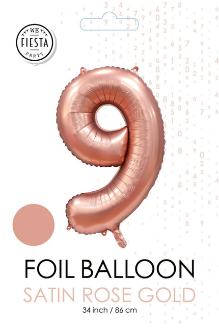 Palloncino a forma di figura in oro rosa 9 anni lucido 86 cm