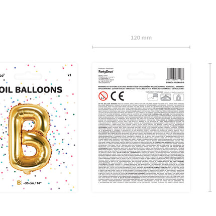 Palloncino in foil Lettera B Oro Vuoto 35cm