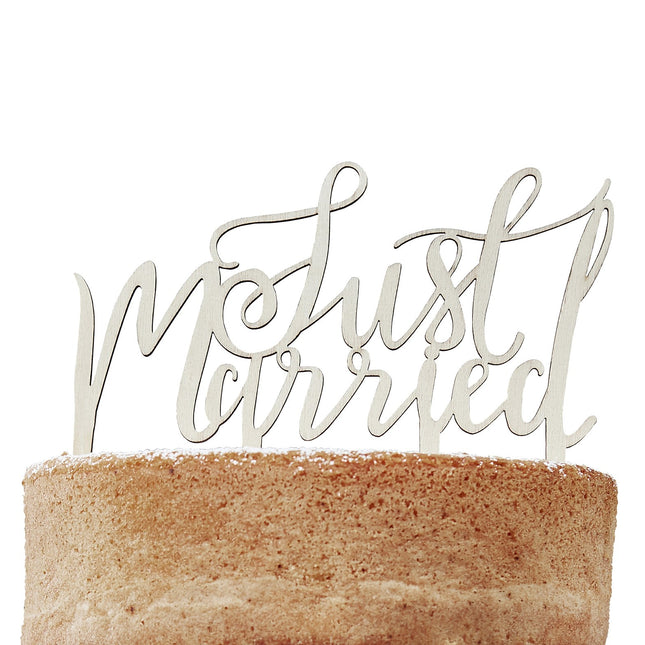 Cake topper Just Married in legno 14 cm