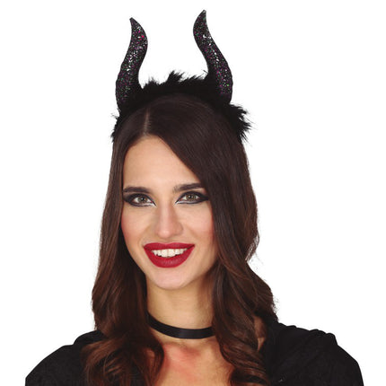 Tiara di Halloween con corna glitterate