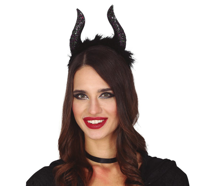 Tiara di Halloween con corna glitterate