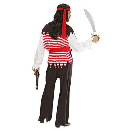 Costume da pirata rosso nero uomo a righe