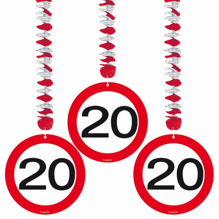 Decorazione da appendere 20 Years Traffic Sign 75cm 3pcs