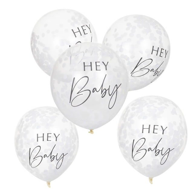 Palloncini a coriandoli Hey Baby 30cm 5pz