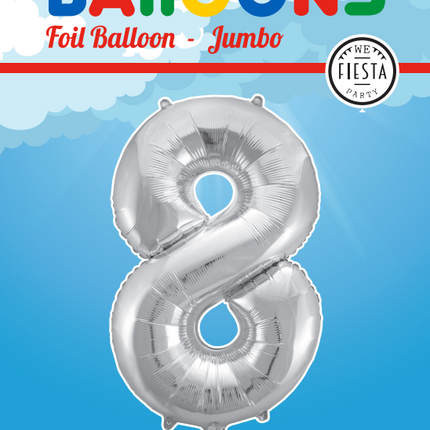 Palloncino in foil Figura 8 Silver XL 86cm vuoto