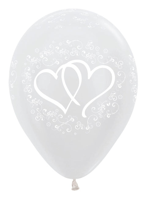 Palloncini Entwinted Hearts Pearl White 30cm 25pz