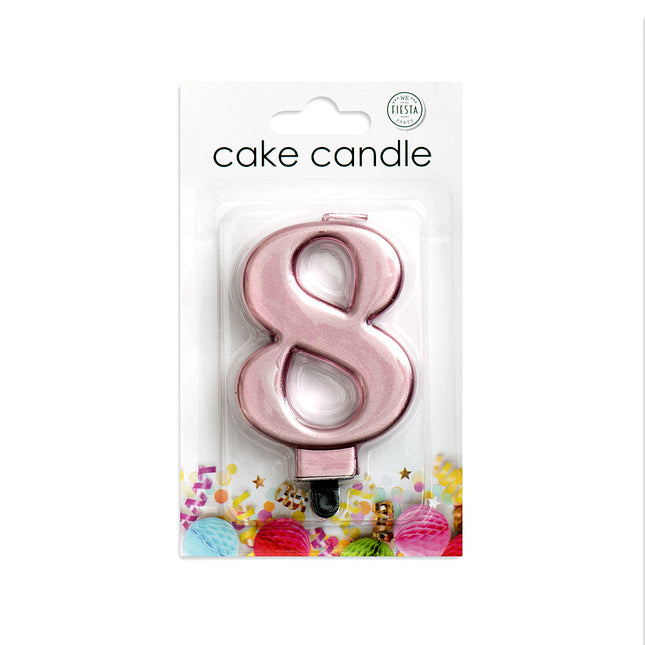 Candela 8 anni oro rosa metallizzato 8 cm