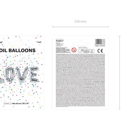 Set di palloncini a forma di lettera Love Silver Vuoto 1,4 m