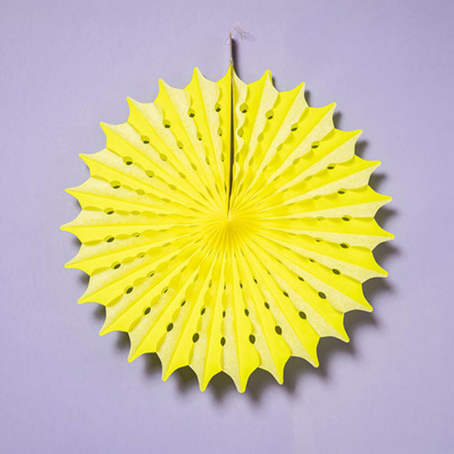 Ventaglio di carta giallo neon 45 cm