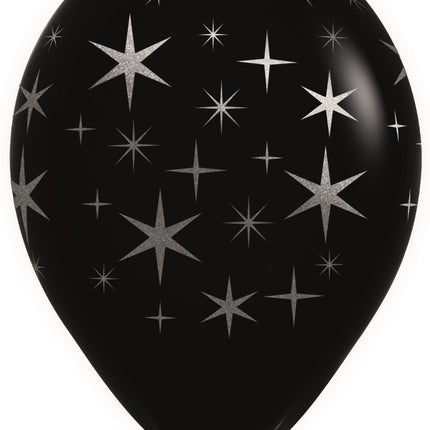 Palloncini Bold Stars Nero Inchiostro Metallico Argento 30cm 25pz