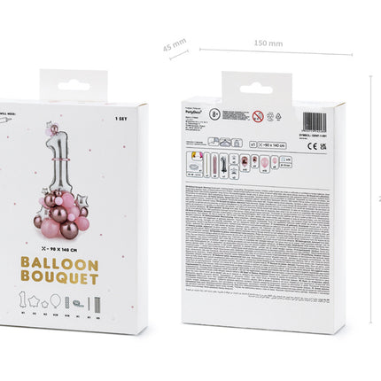 Set di palloncini 1 anno rosa 1,4 m