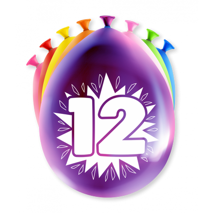 Palloncini 12 anni multicolore 30 cm 8 pezzi