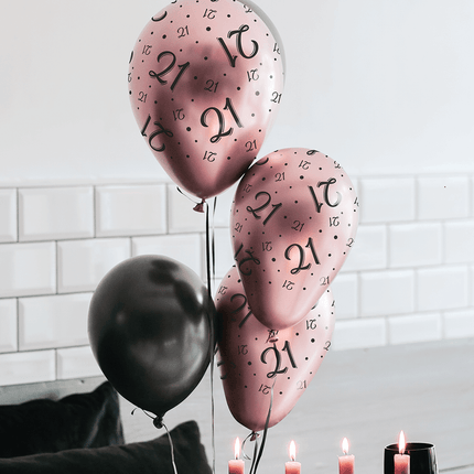 Palloncini Congratulazioni Rosa Nero 30cm 8pz