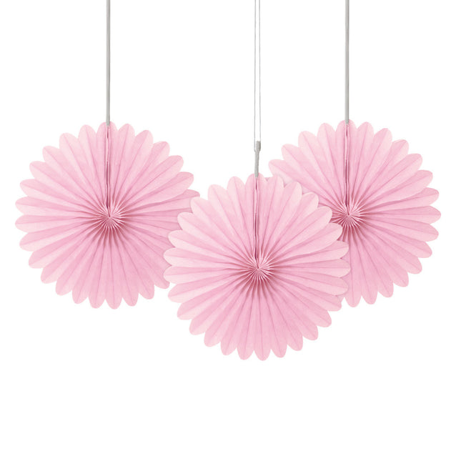 Ventagli di carta rosa chiaro 15 cm 3 pezzi