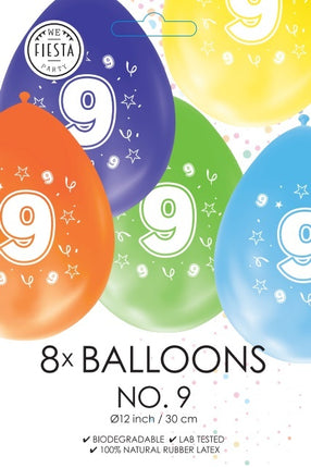 Palloncini colorati 9 anni 30 cm 8 pezzi