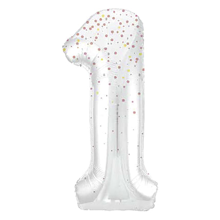 Palloncino figura 1 anno a pois bianchi 86 cm