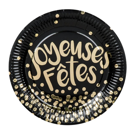 Piatti Joyeux Anniversaire Oro Nero 23cm 6 pezzi