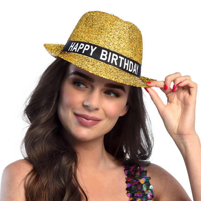 Cappello dorato di buon compleanno