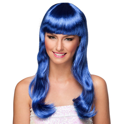 Parrucca capelli lunghi blu