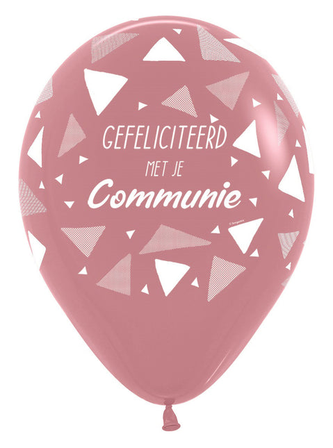 Palloncini Congratulazioni per la Comunione Triangoli in legno di rosa 30cm 25pz