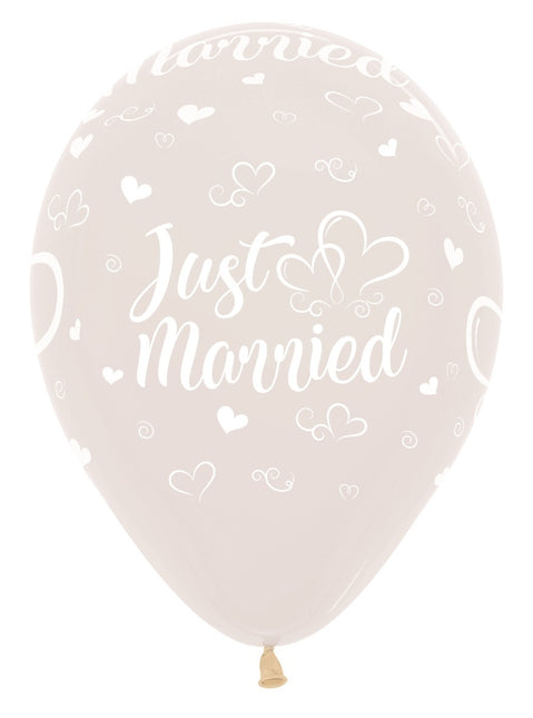 Palloncini Just Married Hearts Crystal Clear 30cm 25pz