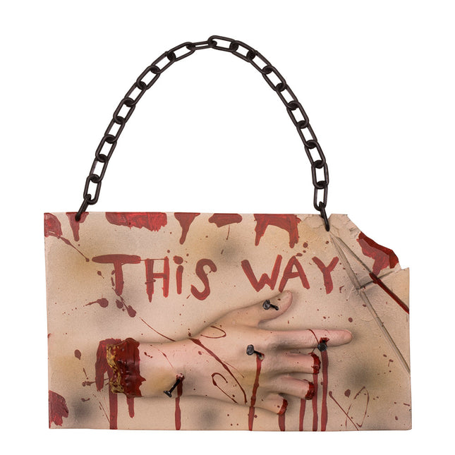 Cartello Halloween Horror 'This Way' 31 cm