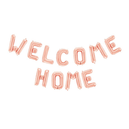 Set di palloncini a forma di lettera Welcome Home Oro Rosa