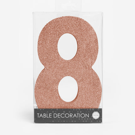 Decorazione da tavolo oro rosa Figura 8 Glitter 20,5 cm