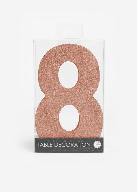 Decorazione da tavolo oro rosa Figura 8 Glitter 20,5 cm