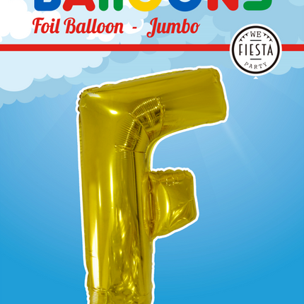 Palloncino in foil Lettera F Oro XL 102cm vuoto